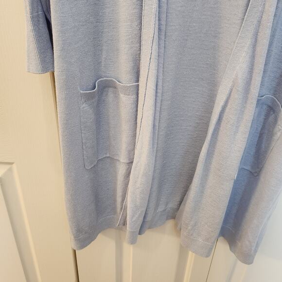 Jones Studio Size 3X 1/4 Sleeve Blue Open Front Cardigan - Picture 5 of 9